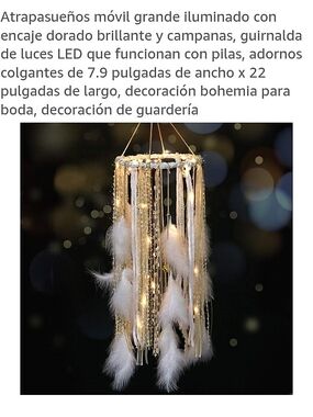 Amazon Gold and White Hanging LED Dreamcatcher Lantern